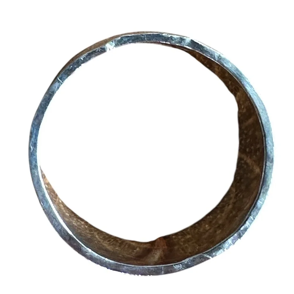 Unbranded‎ Hammered Wide Band Ring Unisex Size 8 Silver Excellent Mixed Metal